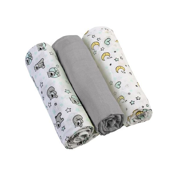 Soft Muslin Diapers Set BabyOno Gray 3pcs