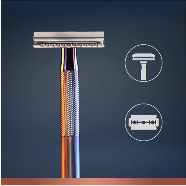 Gillette King • C • Double Edge Safety Razor Ανδρική Ξυριστική Μηχανή Ασφαλείας 1τμχ & Ξυράφια Διπλής Ακμής 5τμχ