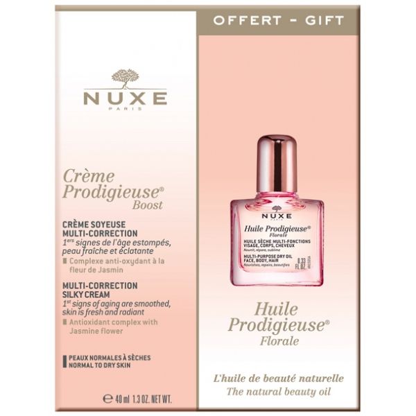 Nuxe Set με Prodigieuse Creme Boost Κρέμα Ημέρας Μεταξένιας Υφής Πολλαπλής Δράσης Για Κανονικό Προς Ξηρό Δέρμα 40ml & Δώρο Huile Prodigieuse Florale Πολυχρηστικό Ξηρό Λάδι Για Πρόσωπο/Σώμα/Μαλλιά Με Άρωμα Λουλουδιών 10ml