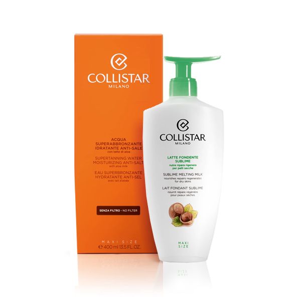 Collistar Set με Supertanning Water Moisturizing Anti-Salt Ενυδατικό Σπρέι που Βελτιστοποιεί το Μαύρισμα με Αλόη Βέρα 400ml & Sublime Melting Cream Ενυδατικό Γαλάκτωμα Σώματος Για Κανονικές & Ξηρές Επιδερμίδες 400ml