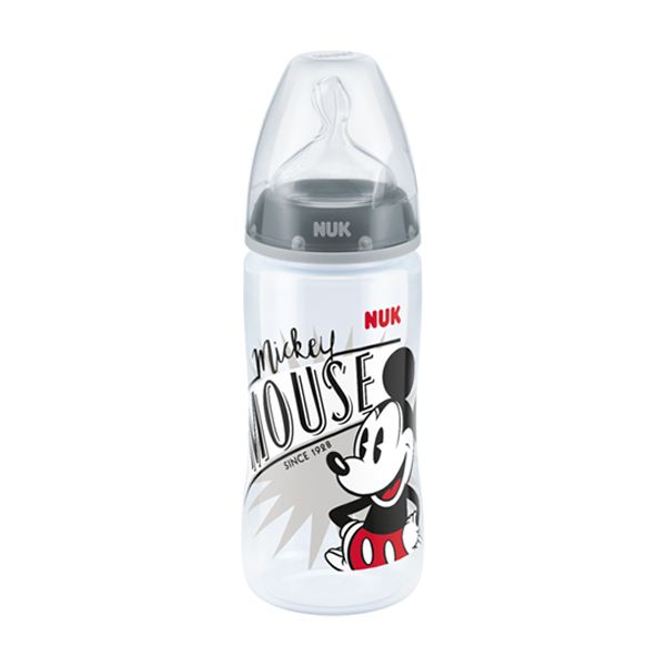 Nuk First Choice+ Disney Mickey Mouse Πλαστικό Μπιμπερό Με Θηλή Σιλικόνης & Δείκτη Ελεγχου Θερμοκρασίας Μ 6-18m 300ml