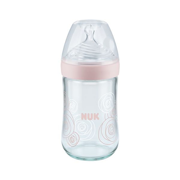 Nuk Nature Sense Γυάλινο Μπιμπερό Με Θηλή Σιλικόνης 0-6m Medium 240ml