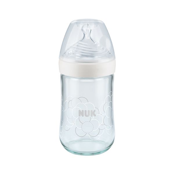 Nuk Nature Sense Γυάλινο Μπιμπερό Με Θηλή Σιλικόνης 0-6m Medium 240ml