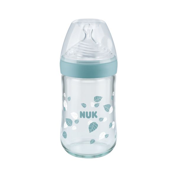 Nuk Nature Sense Γυάλινο Μπιμπερό Με Θηλή Σιλικόνης 0-6m Medium 240ml