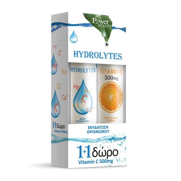 Power Health Hydrolytes 20 effervescent tabs & Gift Vitamin C 500mg 20 effervescent tabs 1+1 δισκία 1+1