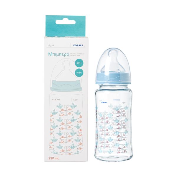 Korres Agali Glass Baby Bottle Medium Flow 3m+ 230ml