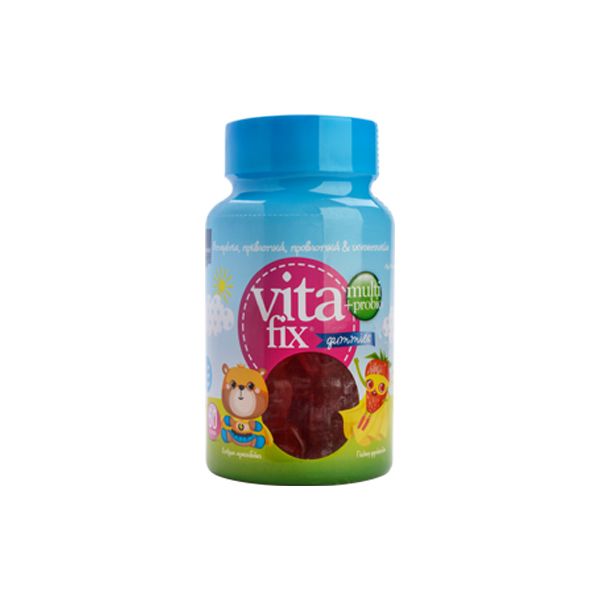 VitaFix Multi & Probio Gummies Παιδικές Πολυβιταμίνες Ζελεδάκια Αρκουδάκια με Γεύση Φράουλα 60τμχ