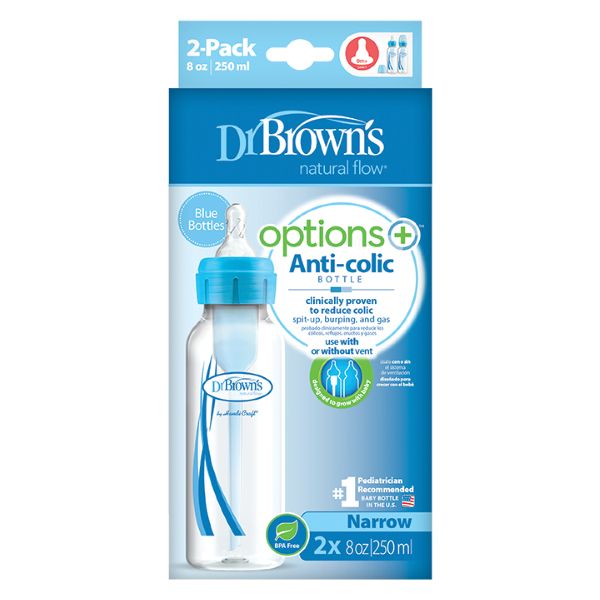 Dr. Brown’s Options+™ Anti-Colic Baby Bottle (SB 82405) Narrow Neck 0m+ 2x250ml