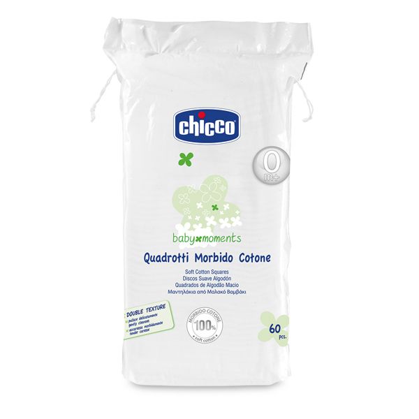 Chicco Baby Moments Soft Cotton Squares 0m+ 60pcs