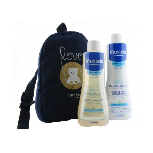 Mustela Bebe Set με Απαλό Σαμπουάν για Κανονικό Δέρμα 0m+ 300ml & Mustela Multi-Sensory Bubble Bath Αφρόλουτρο για Βρέφη & Παιδιά 750ml & Δώρο Σακίδιο Πλάτης