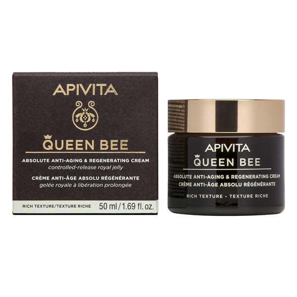 Apivita Queen Bee Κρέμα Προσώπου Απόλυτης Αντιγήρανσης & Αναγέννησης Πλούσιας Υφής με Βασιλικό Πολτό Ελεγχόμενης Αποδέσμευσης 50ml