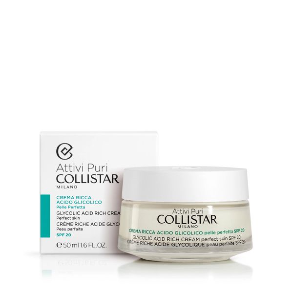 Collistar Attivi Puri Glycolic Acid Rich Cream Κρέμα Ημέρας Προσώπου Πλούσιας Υφής με Γλυκολικό Οξύ Spf20 50ml