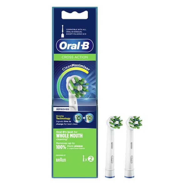 Oral-B Cross Action Clean Maximiser Λευκά Ανταλλακτικά Ηλεκτρικής Οδοντόβουρτσας 2τμχ