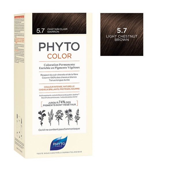 Phyto Phytocolor Μόνιμη Βαφή Μαλλιών 5.7 Καστανό Ανοιχτό Μαρόν