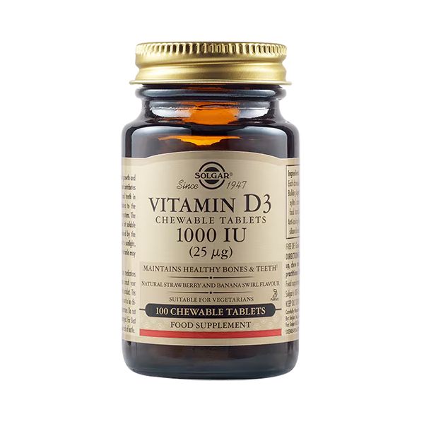 Solgar Vitamin D3 1000 IU (25 mcg) 100 Μασώμενες Ταμπλέτες