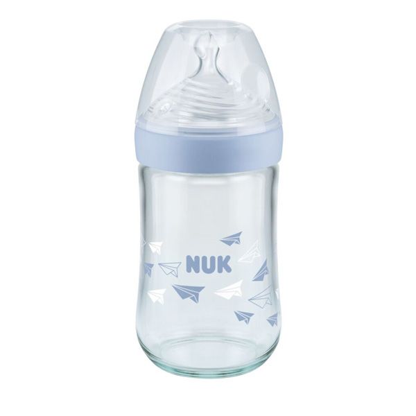 Nuk Nature Sense Γυάλινο Μπιμπερό Με Θηλή Σιλικόνης 0-6m Medium 240ml