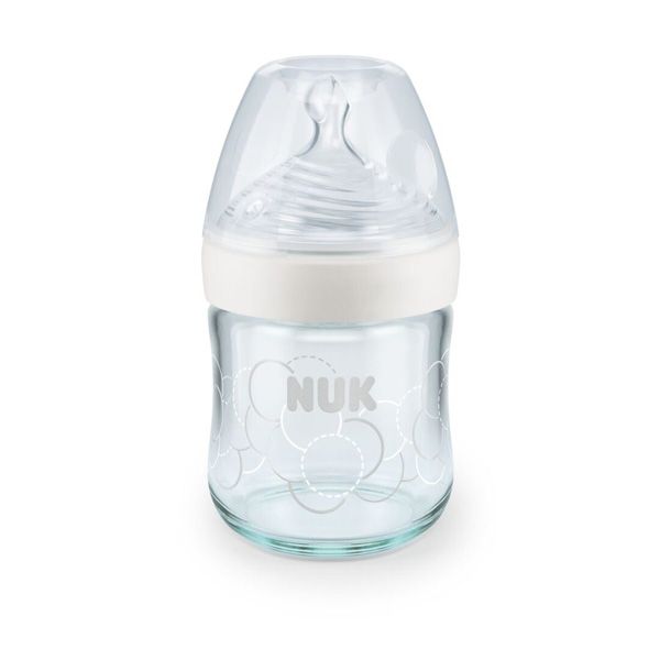 Nuk Nature Sense Γυάλινο Μπιμπερό Με Θηλή Σιλικόνης 0-6m Small 120ml 1τμχ