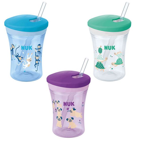 Nuk Action Cup Κύπελλο με Καλαμάκι 12m+ 230ml (Διάφορα Χρώματα & Σχέδια) 1τμχ