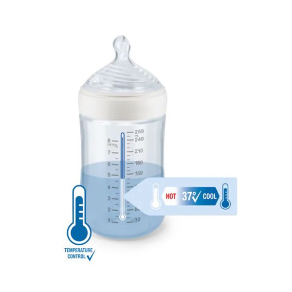 Nuk Nature Sense Twin Set Πλαστικών Μπιμπερό με Δείκτη Ελέγχου Θερμοκρασίας με Θηλή Σιλικόνης Μεγέθους Μ 260ml & Πιπίλα Σιλικόνης Μεγέθους S 0-6m "Rose" 4τμχ