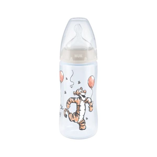 Nuk First Choice+ Disney Winnie Τhe Pooh Μπιμπερό με Θηλή Σιλικόνης & Δείκτη Ελεγχου Θερμοκρασίας (Διάφορα Χρώματα & Σχέδια) 0-6m 300ml 1τμχ