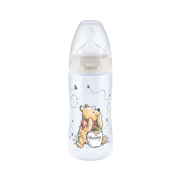 Nuk First Choice+ Disney Winnie Τhe Pooh Μπιμπερό με Θηλή Σιλικόνης & Δείκτη Ελεγχου Θερμοκρασίας 0-6m 300 ml 1 τμχ