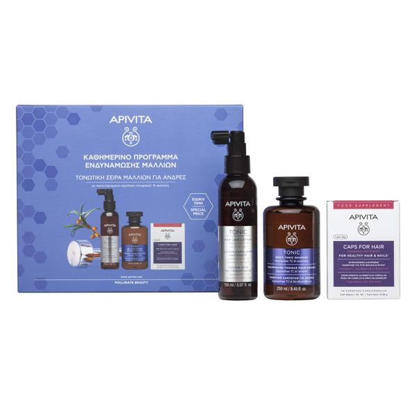 Apivita Rescue Hair Loss for Men Set με Τονωτικό Σαμπουάν με Hippophae TC & Δενδρολίβανο 250ml & Λοσιόν Κατά Της Τριχόπτωσης 150ml & Συμπλήρωμα Διατροφής Για Υγιή Μαλλιά & Νύχια 30 caps