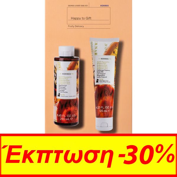 Korres Happy To Gift Fruity Delicacy Set Με Αφρόλουτρο Αχλάδι Περγαμόντο 250ml & Γαλάκτωμα Σώματος 125ml