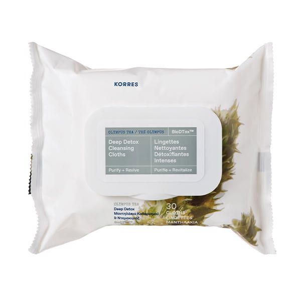 Korres Τσάϊ Του Ολύμπου Μαντηλάκια Καθαρισμού & Ντεμακιγιάζ Προσώπου/Ματιών Για Όες Τις Επιδερμίδες 30τμχ