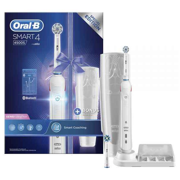 Oral-B Smart 4 4500s Special Edition Ηλεκτρική Επαναφορτιζόμενη Οδοντόβουρτσα με Δώρο Θήκη Ταξιδίου