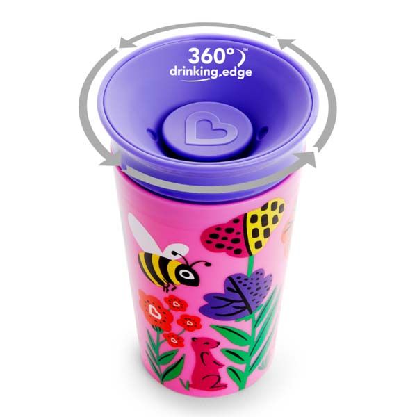 Munchkin Miracle 360° Sippy Cup Bee/Lemur Σετ με Εκπαιδευτικά Ποτήρια 12m+ 266ml 2τμχ