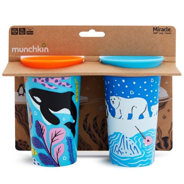 Munchkin Miracle 360° Sippy Cup Polar-Orca Σετ με Εκπαιδευτικά Ποτήρια 12m+ 266 ml