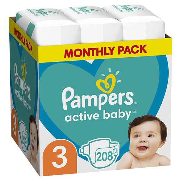 Pampers Active Baby Monthly Pack No3 6-10kg 208τμχ