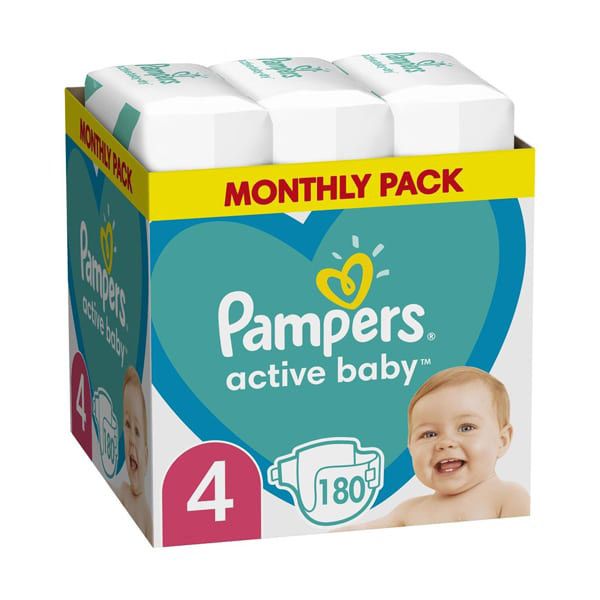 Pampers Active Baby Monthly Pack No4 9-14kg 180pcs