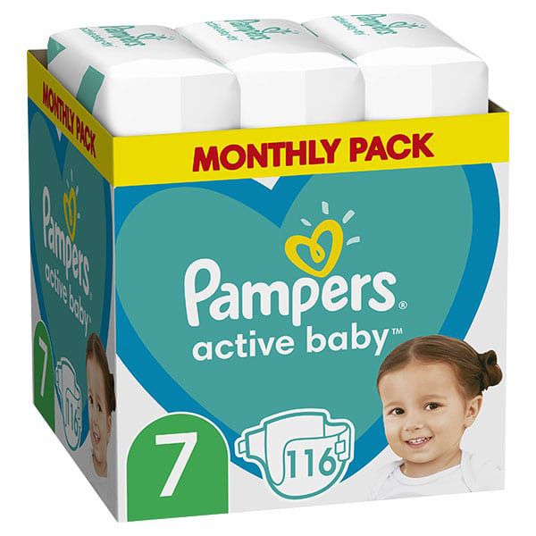 Pampers Active Baby Monthly Pack No7 15kg+ 116pcs