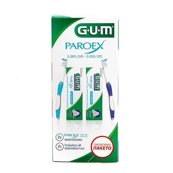 Gum Set Paroex 0.06% Οδοντόπαστα Καθημερινής Χρήσης 75ml x 2 & Οδοντόβουρτσα GUM Technique+ Compact 491 Soft x 2