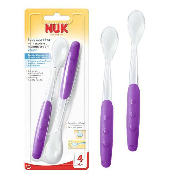 Nuk Easy Learning Μαλακό Κουτάλι Φαγητού 4m+ (Διάφορα Χρώματα) 2τμχ