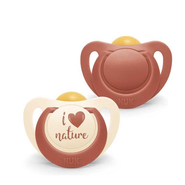 Nuk for Nature Πιπίλα από Φυσικό Καουτσούκ 0-6m (Διάφορα Χρώματα& Σχέδια) 2τμχ