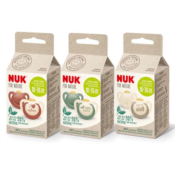 Nuk for Nature Πιπίλα από Φυσικό Καουτσούκ 18-36m (Διάφορα Χρώματα & Σχέδια) 2τμχ