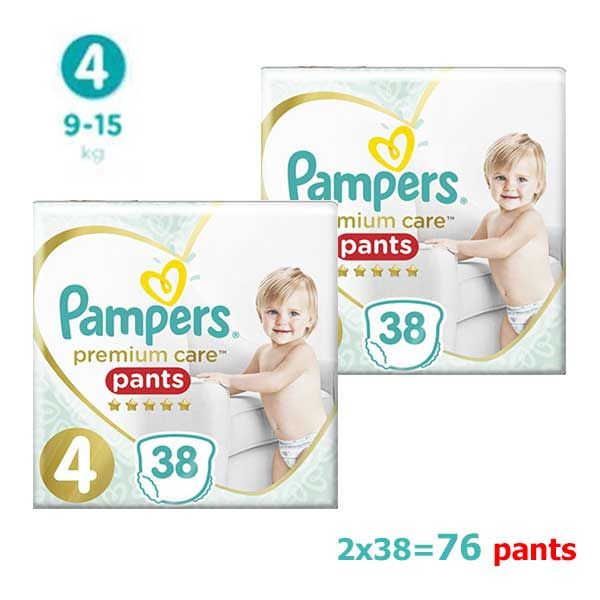 Pampers Premium Care Pants Jumbo Pack No4 9-15kg 2x38pcs