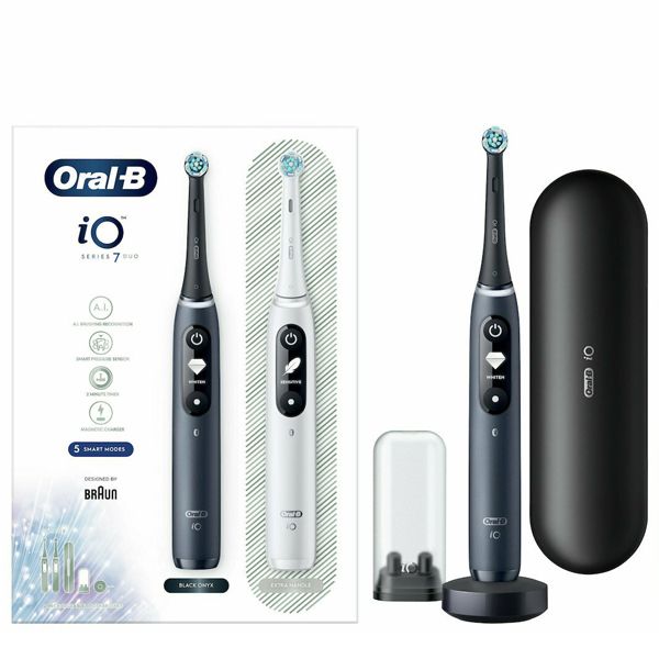 Oral-B iO Series 7 Duo Set με Black + White Onyx Hλεκτρική Hλεκτρικές Επαναφορτιζόμενες Οδοντόβουρτσες
