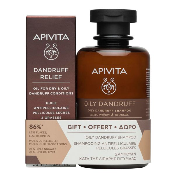 Apivita Set with Dandruff Relief Oil 50 ml and Gift Oily Dandruff Shampoo 250 ml