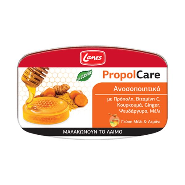 Lanes PropolCare Καραμέλες για το Λαιμό & Στήριξη του Ανοσοποιητικού  με Γεύση Μέλι-Λεμόνι 54g