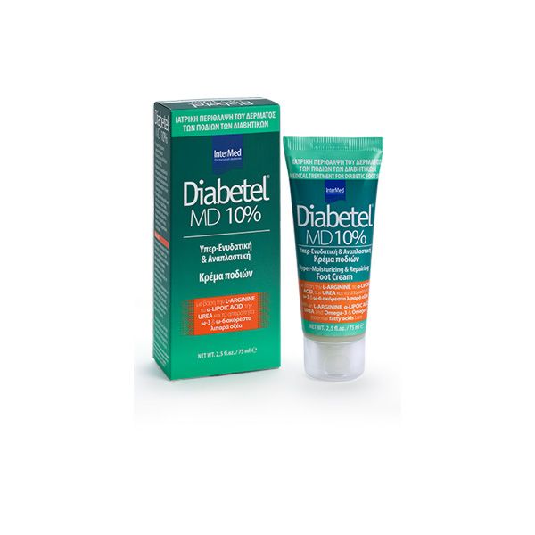 Intermed Diabetel MD 10% Υπερ-Ενυδατική & Αναπλαστική Κρέμα για τα Πόδια 75 ml