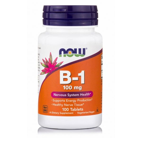 Now B-1 (Thiamine) 100mg Συμπλήρωμα Διατροφής για την Υποστήριξη του Νευρικού Συστήματος 100caps