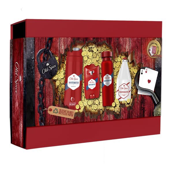 Old Spice Card Box Pirate WhiteWater Set Με 4 Προϊόντα Περιποίησης για τον Άντρα Σε Όμορφο Κουτί Δώρου + 1 Τράπουλα Old Spice