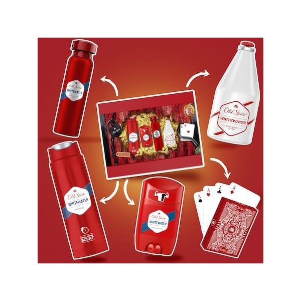 Old Spice Card Box Pirate WhiteWater Set Με 4 Προϊόντα Περιποίησης για τον Άντρα Σε Όμορφο Κουτί Δώρου + 1 Τράπουλα Old Spice