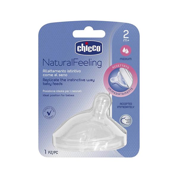 Chicco Natural Feeling Θηλή Σιλικόνης Μέτριας Ροής με Κλίση 2m+ 1τμχ