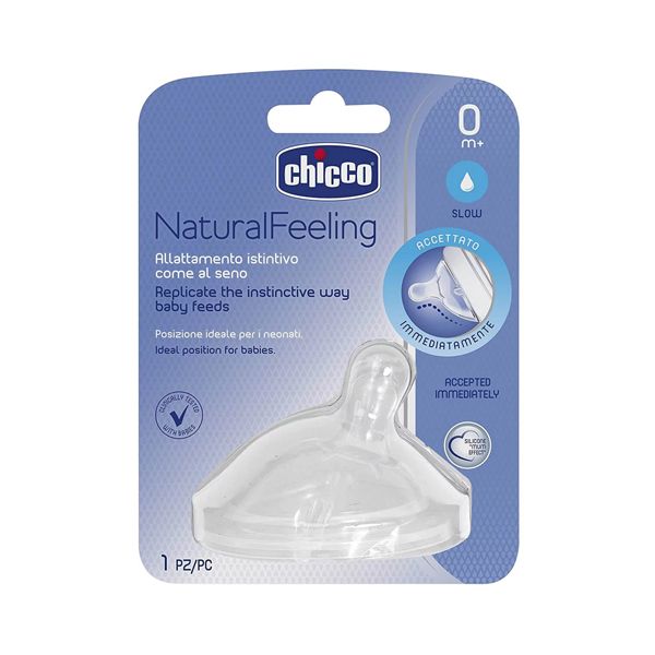 Chicco Natural Feeling Θηλή Σιλικόνης Αργής Ροής με Κλίση 0m+ 1τμχ