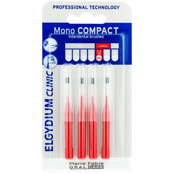 Elgydium Clinic Mono Compact Κόκκινο (0.7) Μεσοδόντια Βουρτσάκια 4τμχ