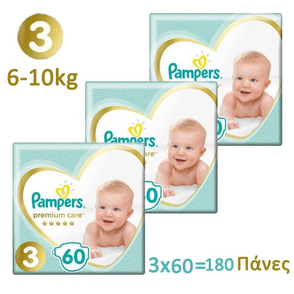Πάνες Pampers Premium Care Monthly Pack No3 6-10kg 180 τμχ